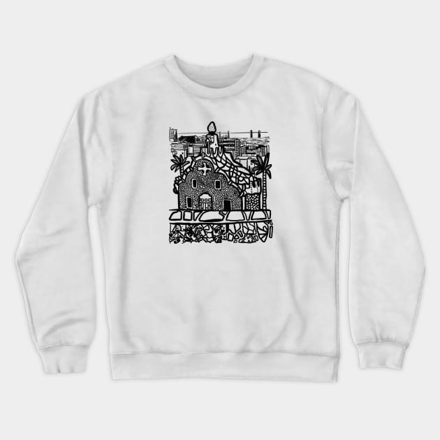 Barcelona city Spain parc guell architecture Crewneck Sweatshirt by Tropical Blood